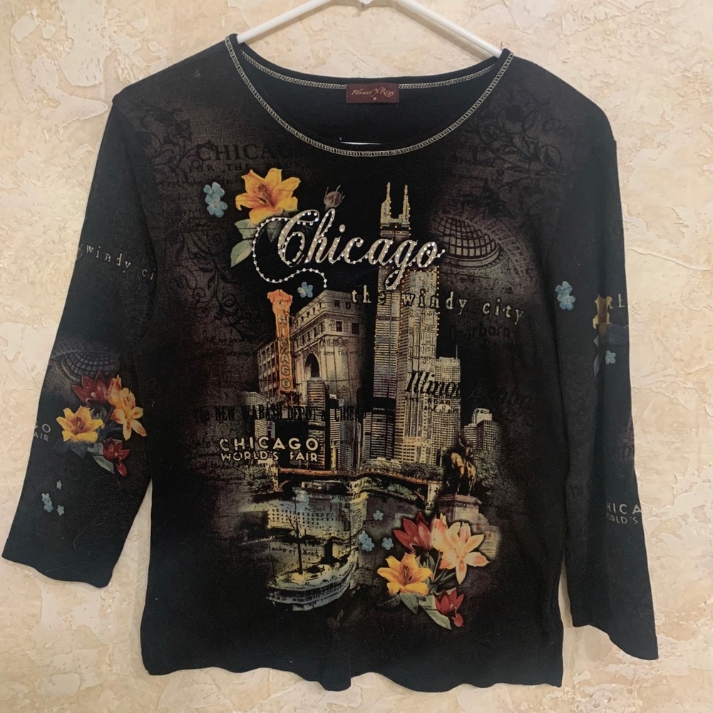 Jeweled floral Chicago worlds fair blouse size PS